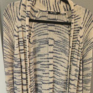 Blue and Off-white Open Sweater